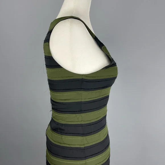 ALICE + OLIVIA • Black & Olive Green Tank Dress Zipper in back Size 4 Dressy - Picture 5 of 8